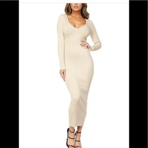 Long Sleeve Rib Midi Dress